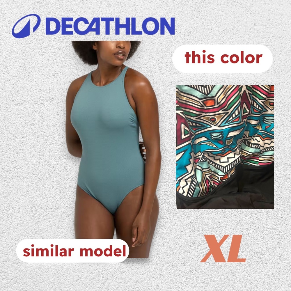 ⬇️*👍👍*VGUC* DECATHLON | XL | 1-piece Swimsuit - high neckline & X-shaped back
